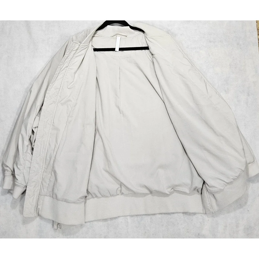 Zella‎ Coat Mens XXL 2XL NEW Bomber Lightweight Relax Fit Gray Beige Zip Pockets